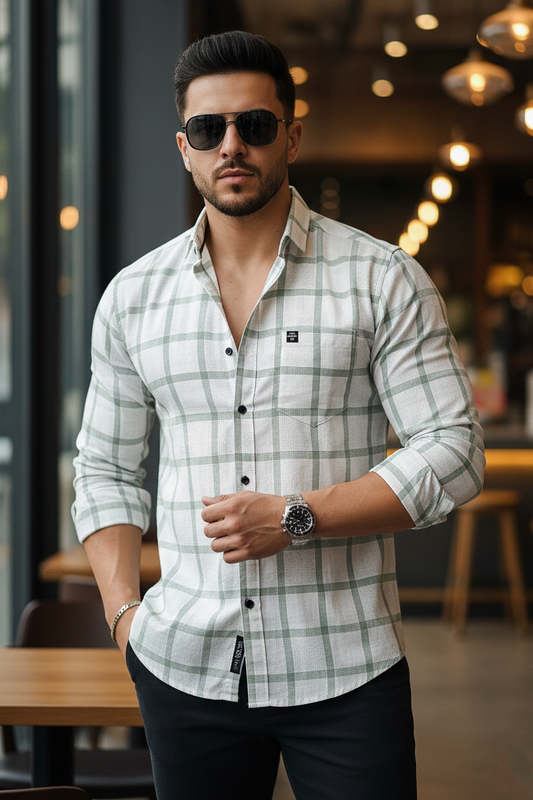 Men Green Checks Shirt – Trendy and Comfortable Casual Wear 261049715