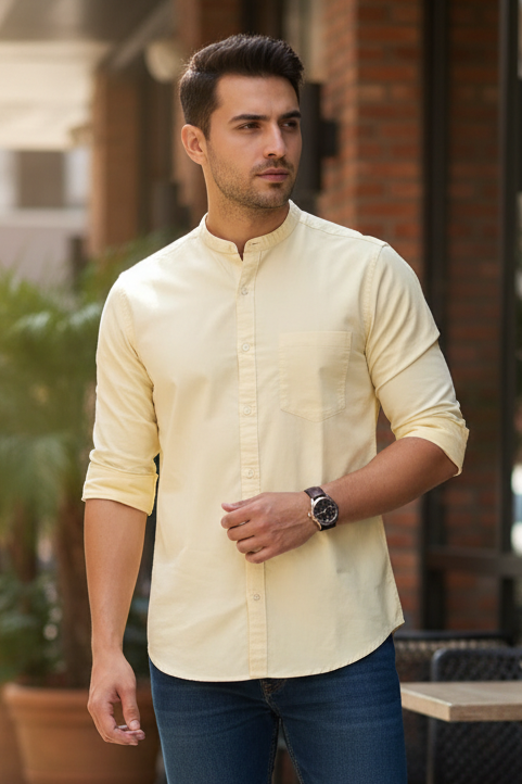 Yellow Solid Cotton Casual Shirt | Minimalist Style-251205753