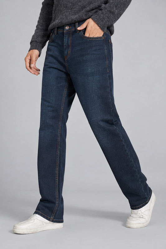 Classic & Comfortable: Men Straight Fit Dark Olive Wash Jeans Baggy
