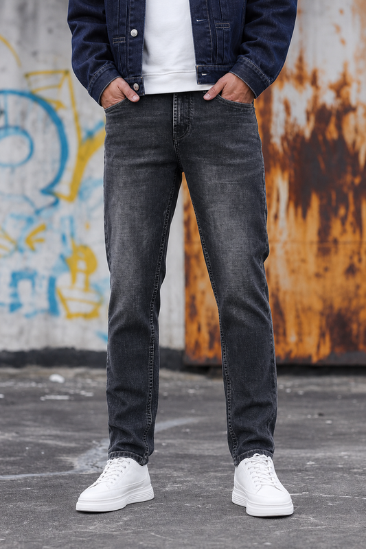 Men Black Slim Ankle Fit Denim Jeans | Premium Stretchable