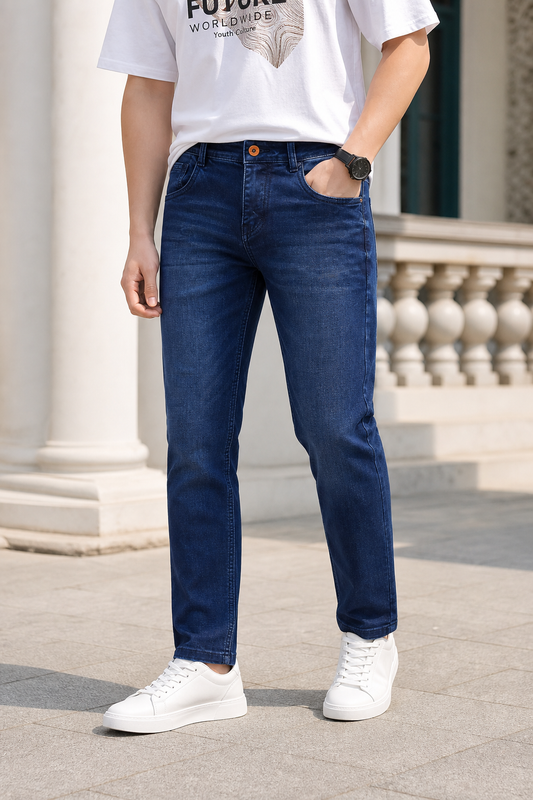 Men Blue Ankle Fit Jeans | Premium Denim JCK-91