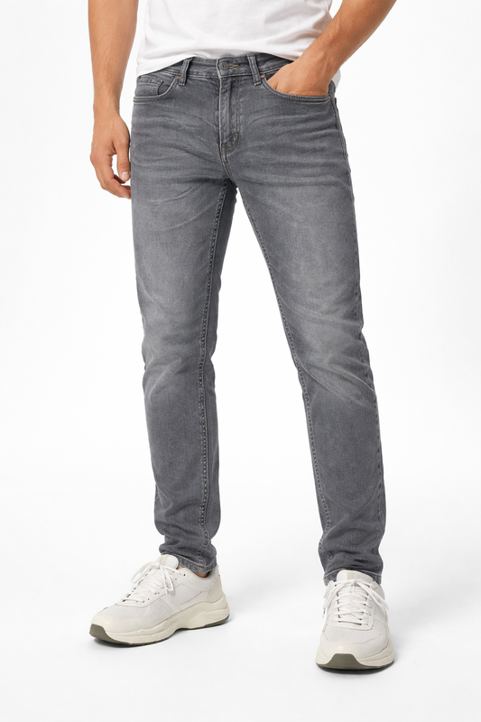 Stylish Grey Washed Denim Jeans for Men 261053230