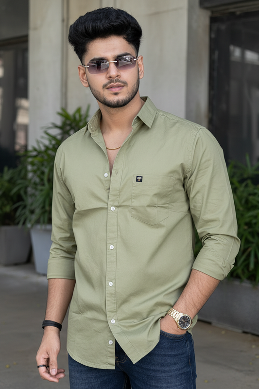 Men Slim Fit Pista Cotton Casual Shirt - Premium Smart-Casual Wear JK