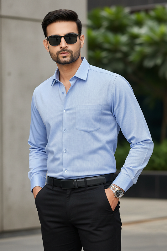 Atlance Men Sky Blue Shirt – Perfect for Office & Parties-FRM