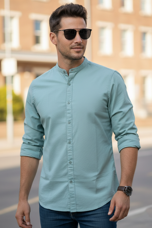 Dark Pista Solid Cotton Casual Shirt | Minimalist Style-251205753