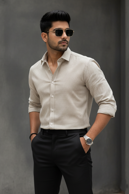 Atlance Fawn Check Shirt for Men – Elegant & Trendy Formal Wear-FRM