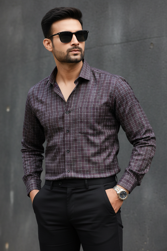 Atlance Maroon Checked Shirt - Premium Formal Wear-FRM