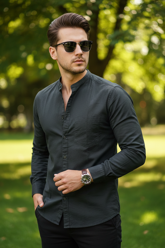 Bottle Green Solid Cotton Casual Shirt | Minimalist Style-251205753