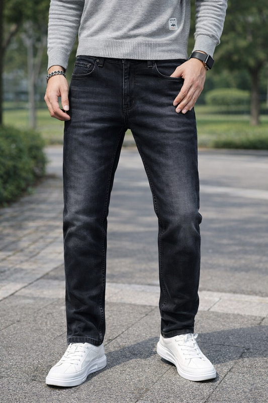 Premium Black Washed Narrow Fit Stretchable Denim Jeans Men Casual Everyday