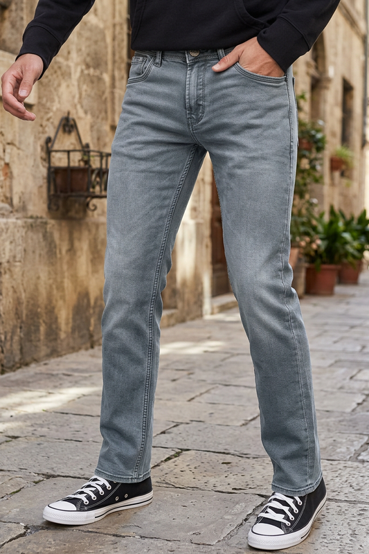 Narrow Fit Light Grey Jeans for Men | Premium Quality Denim
