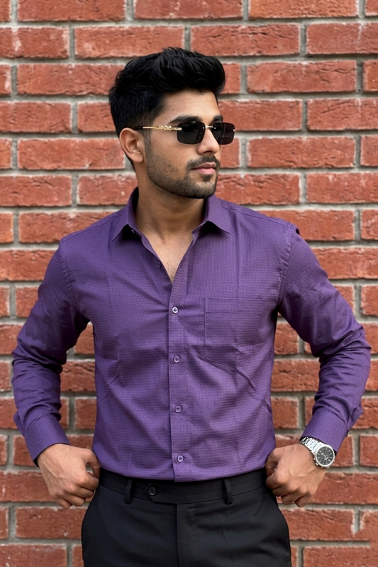 Atlance Classic Purple Solid Formal Shirt - Slim Fit-FRM