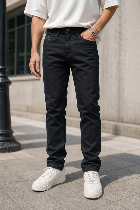 Premium Men Solid Black Casual Jeans Denim