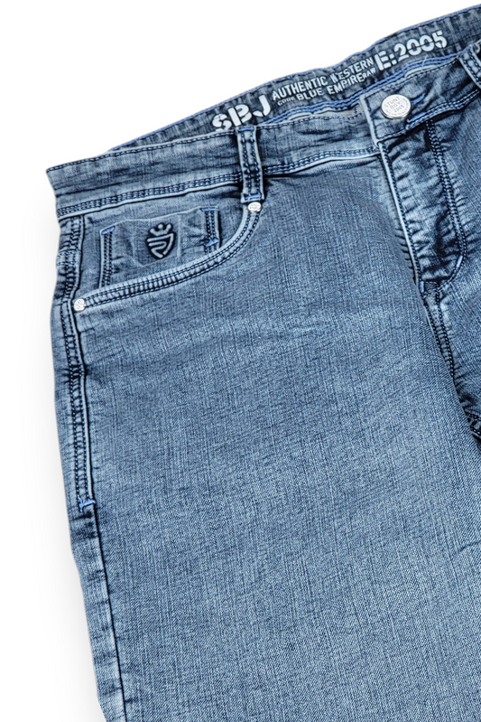 Classic Light Blue Wash Straight Fit Jeans for Men Baggy