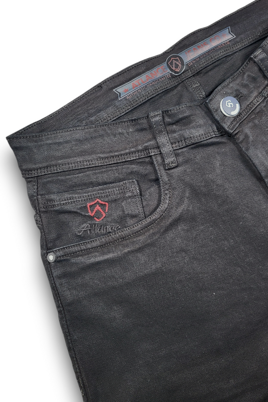 Atlance Mid-Wash Comfort Fit Jeans for Men | Black Denim Plain 261058985
