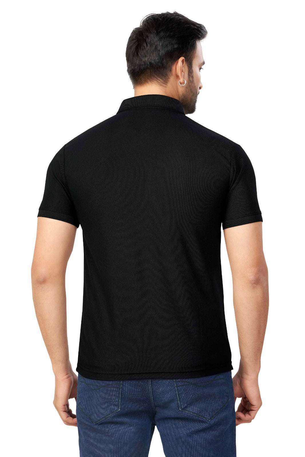 Black Plain Collar T-Shirt | Half Sleeve Sinker Fabric | Casual & Sports Wear 1501