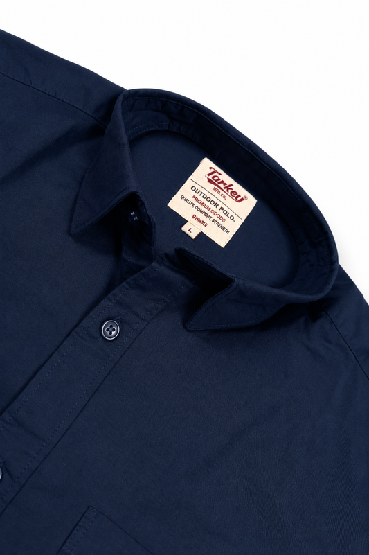 Men Solid Navy Blue Premium Cotton Long Sleeve Shirt GIZA