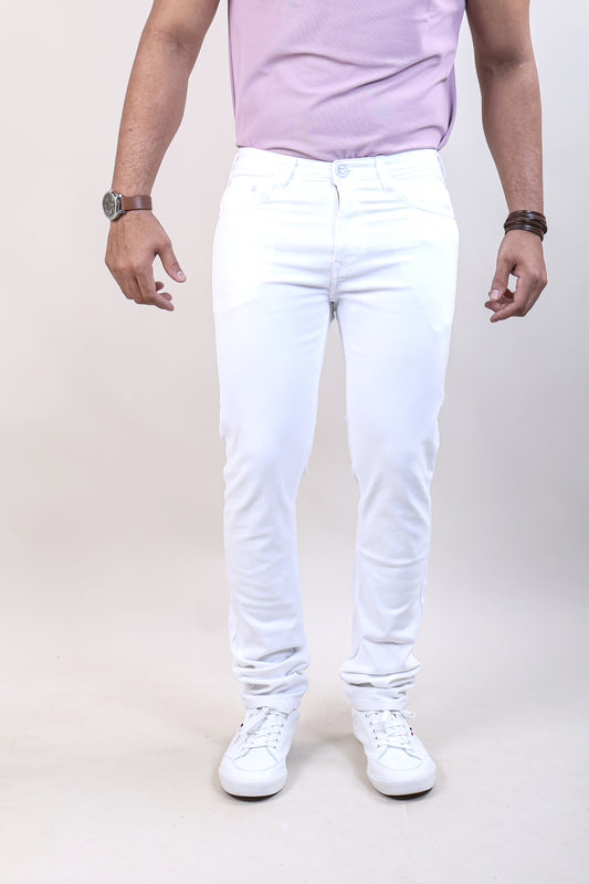 White plain jeans for men