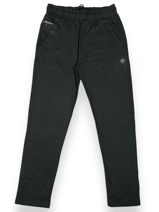 MENS OLIVE COLOUR PURE COTTON HOSIERY MID-RISE TRACKPANT