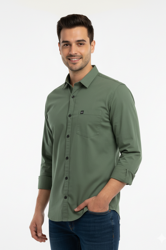 Solid Color Casual Shirts for Men | Dark Pista