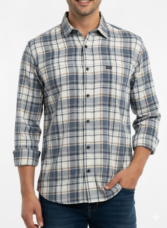 Men's Casual Check Shirt in Dgrey Color