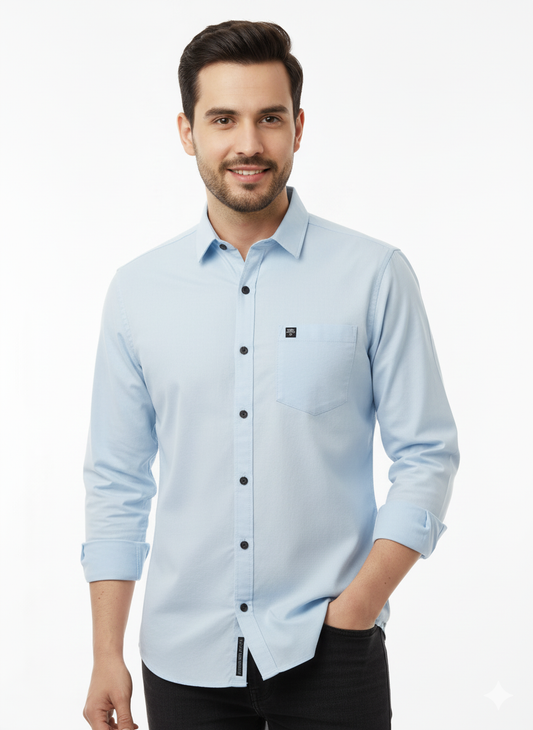 Solid Color Casual Shirts for Men | SKYBLUE