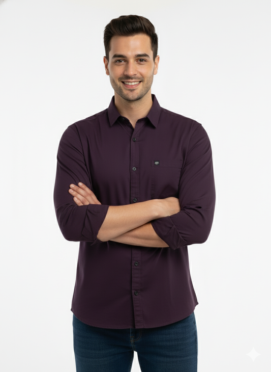 Solid Color Casual Shirts for Men | WINE