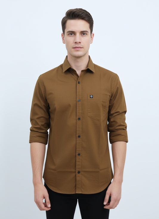 Solid Color Casual Shirts for Men | BROWN