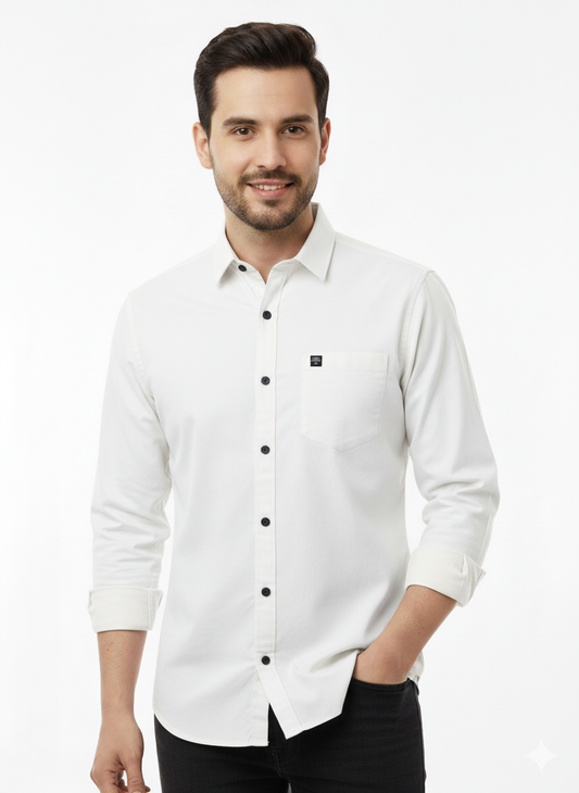 Solid Color Casual Shirts for Men | WHITE