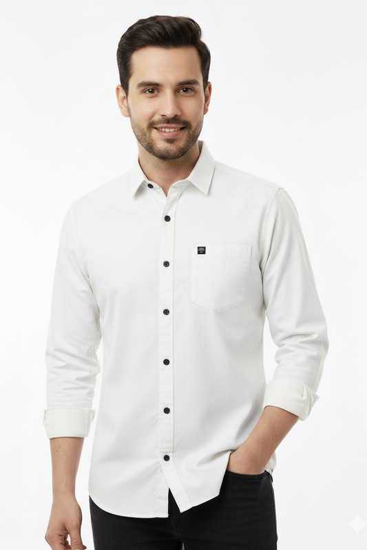 Solid Color Casual Shirts for Men | WHITE
