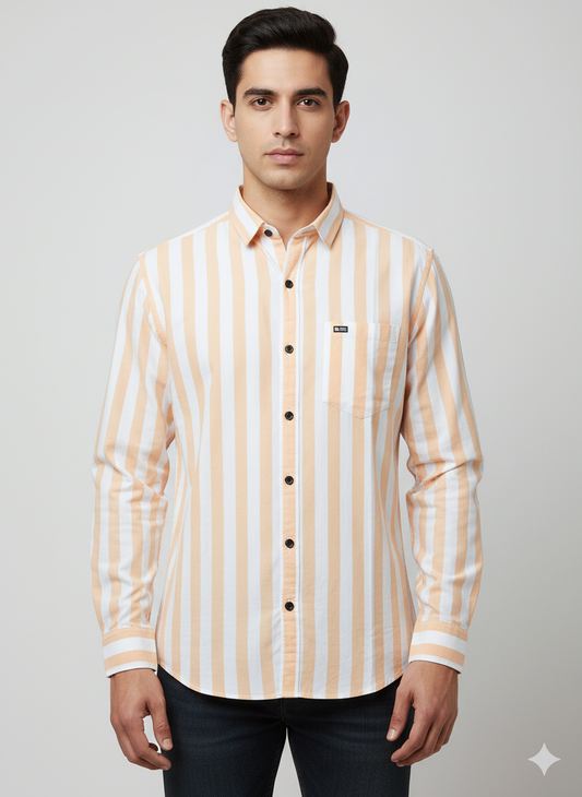 Striped Color Casual Shirts for Men | Orange