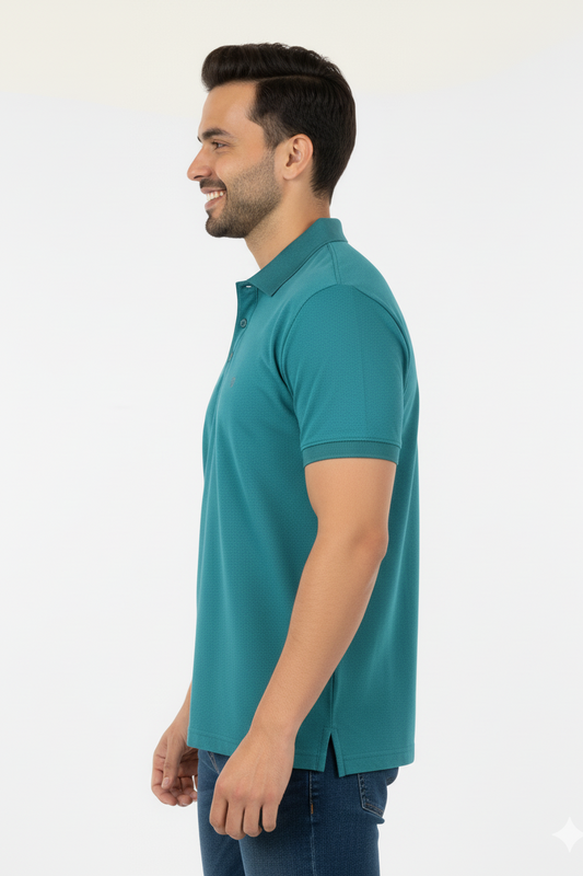 Green Solid Collared Half Sleeve T-Shirt for Men | Stylish & Comfortable