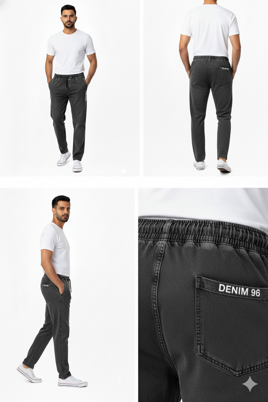 Stylish & Stretchable Sulphur Trackpant for Men – Carbon black with Drawstring Waist