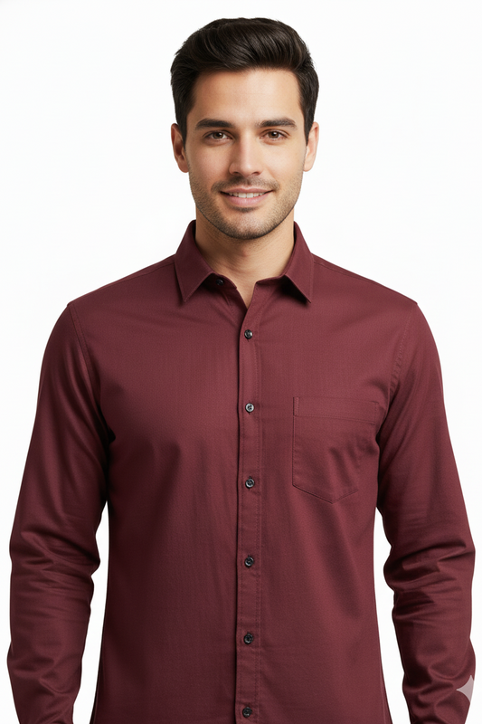 Solid Color Casual Shirts for Men |Wine