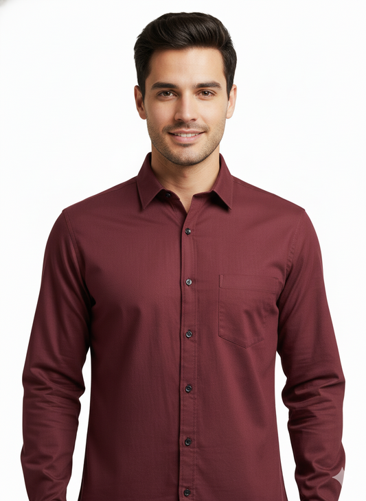 Solid Color Casual Shirts for Men |Wine