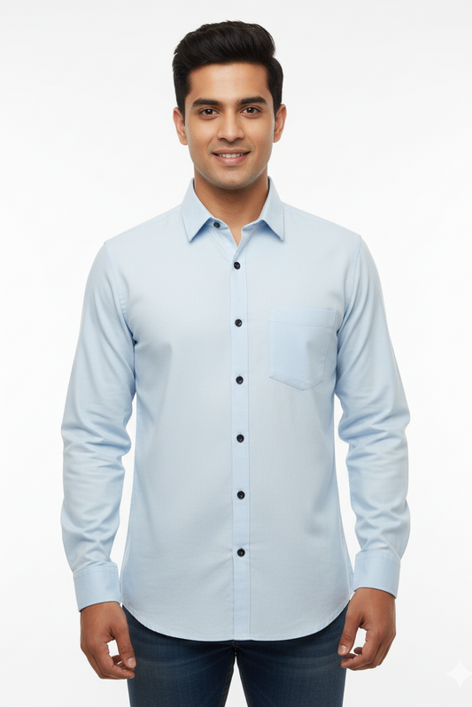 Solid Color Casual Shirts for Men |Skyblue