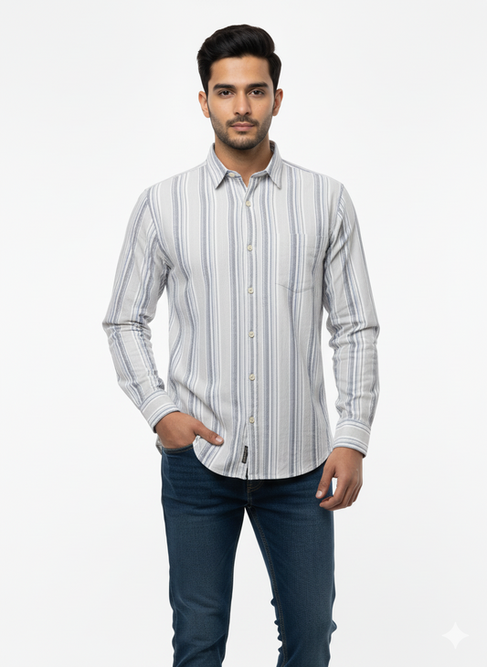 Striped Color Casual Shirts for Men | Grey