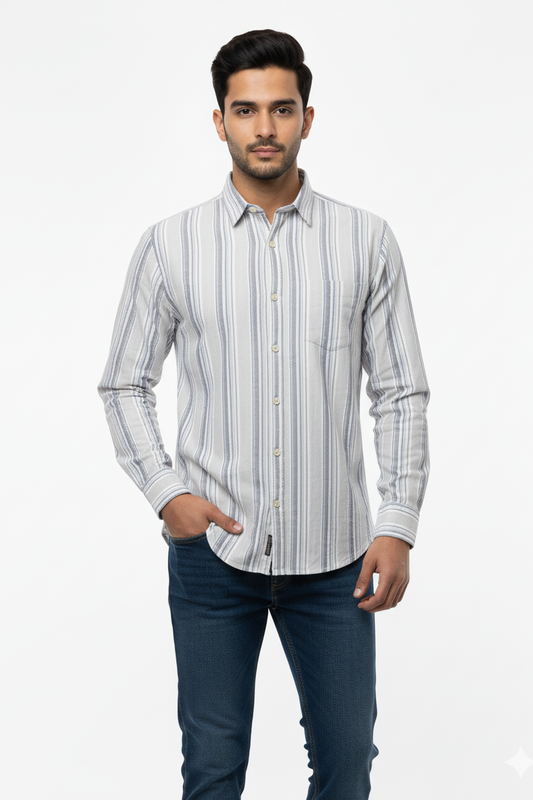 Striped Color Casual Shirts for Men | Grey