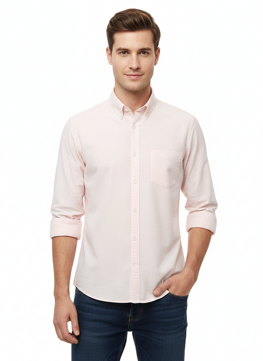 Striped Color Casual Shirts for Men | Peach