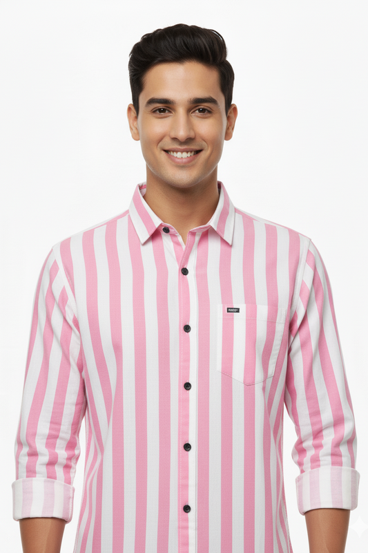 Striped Color Casual Shirts for Men | Pink