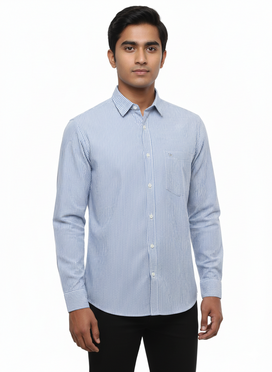 Striped Color Casual Shirts for Men | Blue