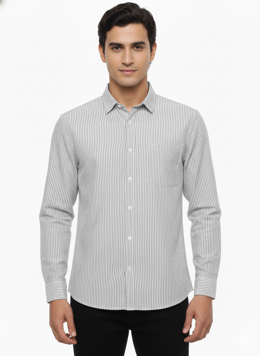 Striped Color Casual Shirts for Men | Grey
