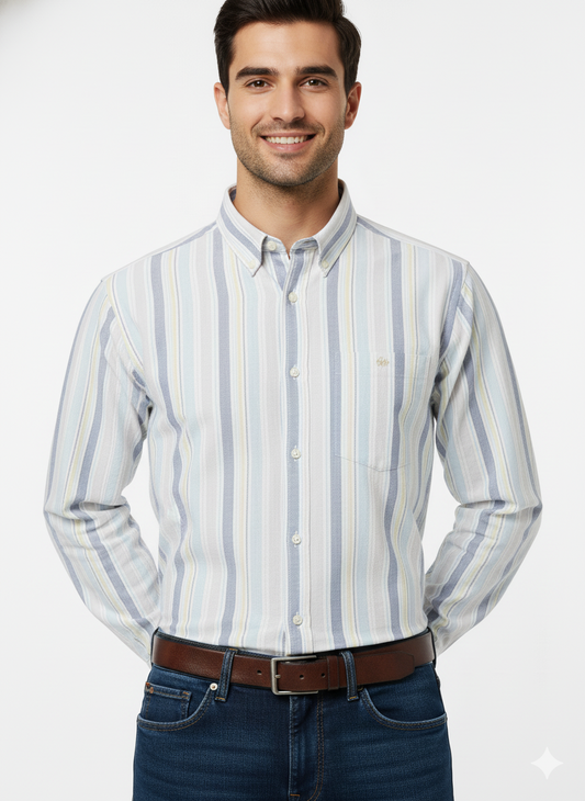 Striped Color Casual Shirts for Men | Skyblue