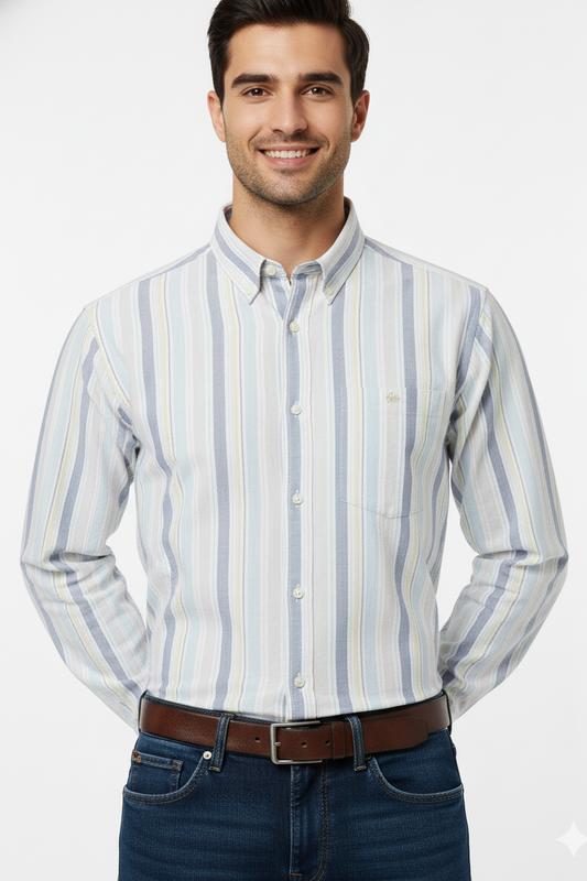 Striped Color Casual Shirts for Men | Skyblue