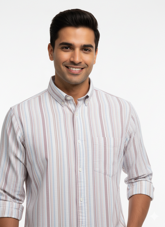 Striped Color Casual Shirts for Men | Pink