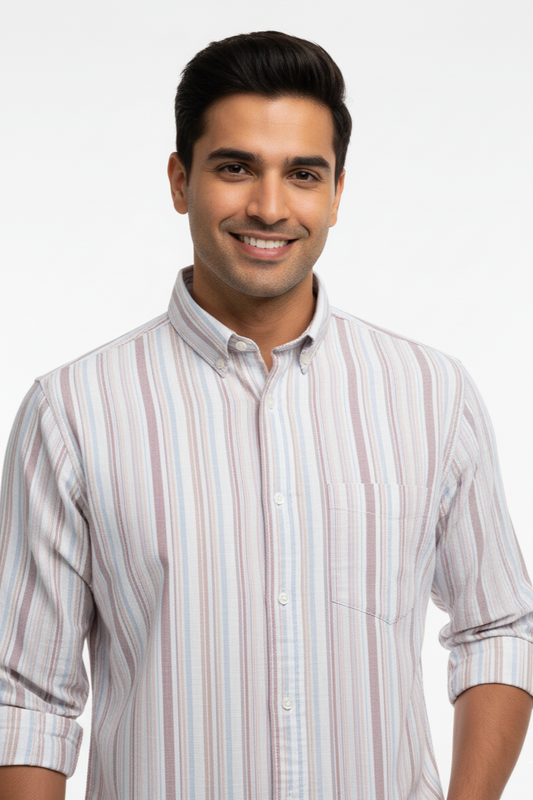 Striped Color Casual Shirts for Men | Pink
