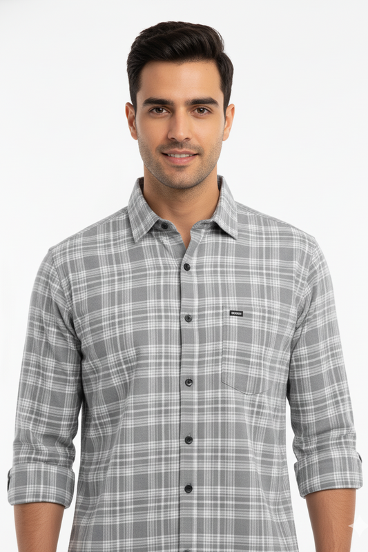 Men's Casual Check Shirt in Grey
Color