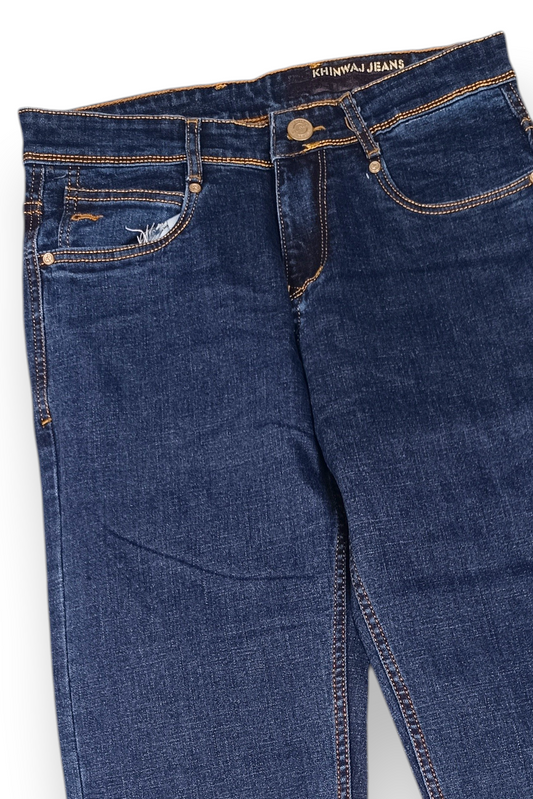 Men Dark Blue Straight Baggy – Casual Denim Pants