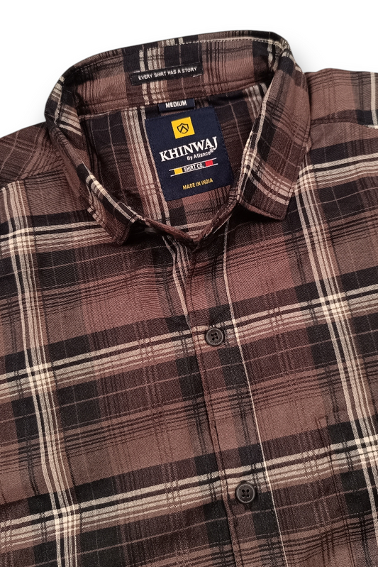 Men Coffee Checks Shirt | Casual Wear KEV-597