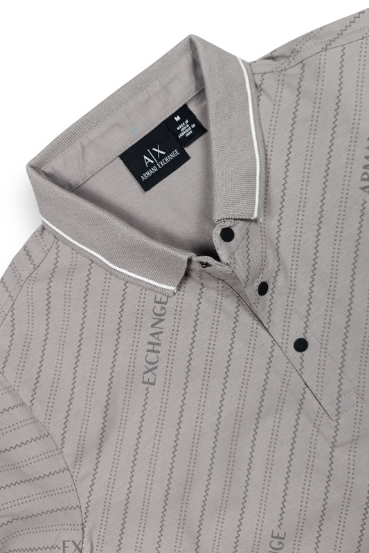 Men Premium Grey Striped Polo T-Shirt with Snap Buttons 144