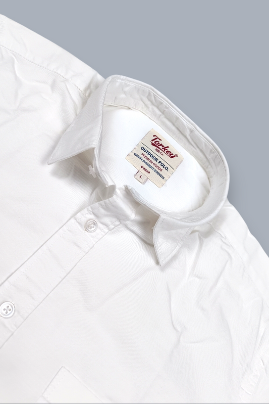 Men Solid White Premium Cotton Long Sleeve Shirt GIZA